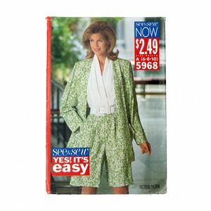 Vintage Butterick See & Sew 5968 Sewing Pattern Jacket Jumpsuit Sz 6-10 1992